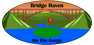 The logo of Bridge Haven Golf Club on the Gorge